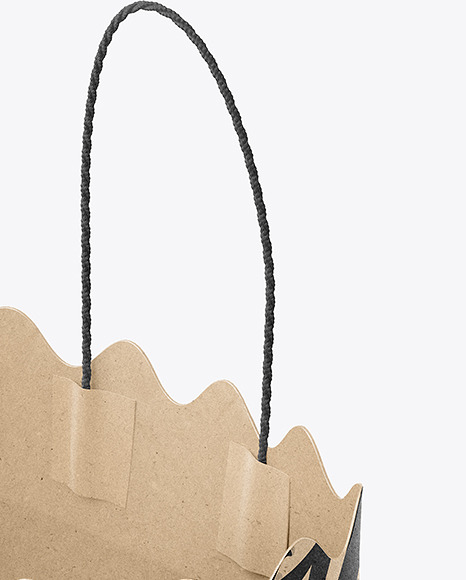 Empty Kraft Paper Basket with Handles Mockup PSD #1
