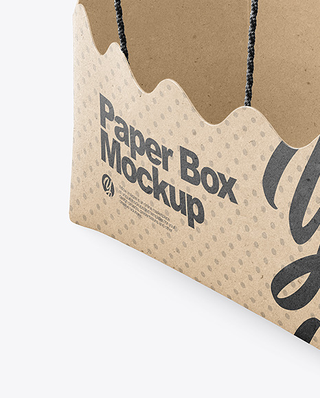 Empty Kraft Paper Basket with Handles Mockup PSD #6