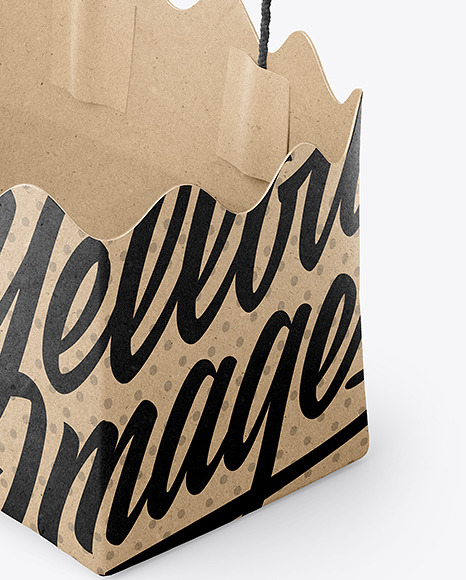 Empty Kraft Paper Basket with Handles Mockup PSD #7