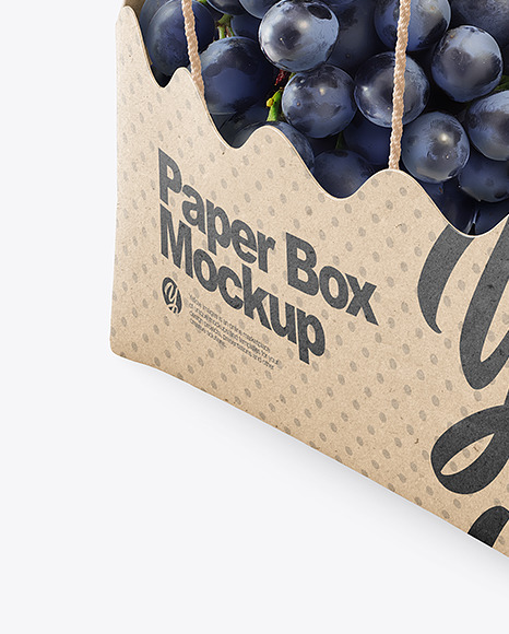 Kraft Paper Basket with Blue Grapes Mockup PSD #6