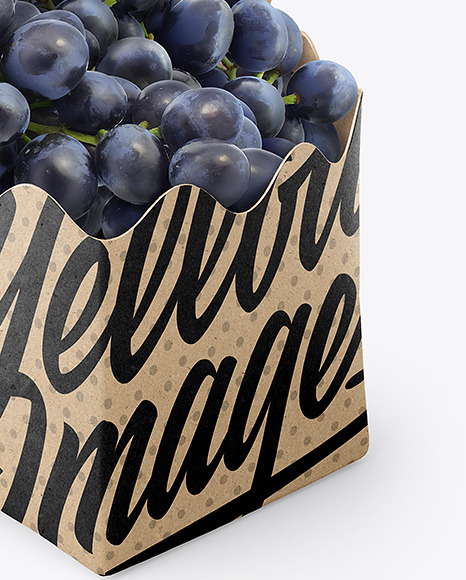 Kraft Paper Basket with Blue Grapes Mockup PSD #7