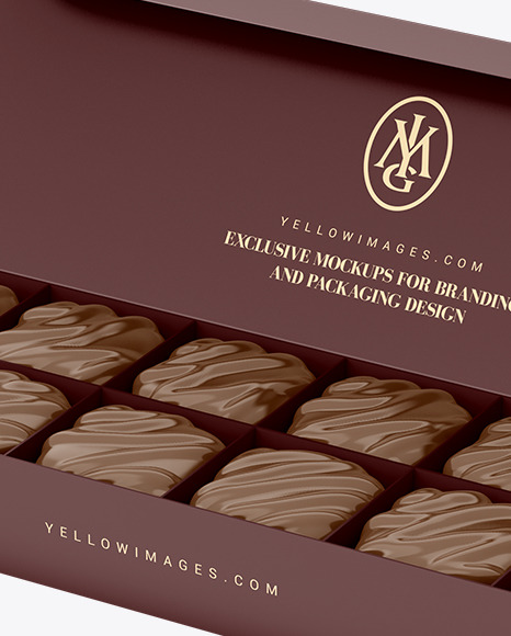 Box of Chocolate Sweets Mockup PSD #1