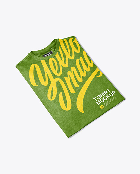 Folded Round Neck T-Shirt Mockup