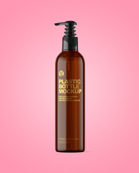 Amber Cosmetic Bottle with Pump Mockup aerosol 90662