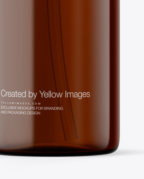 Amber Cosmetic Bottle with Pump Mockup antiseptic 90664