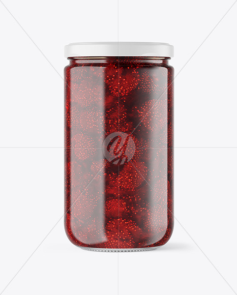 Clear Glass Jar with Strawberry Jam Mockup PSD #1