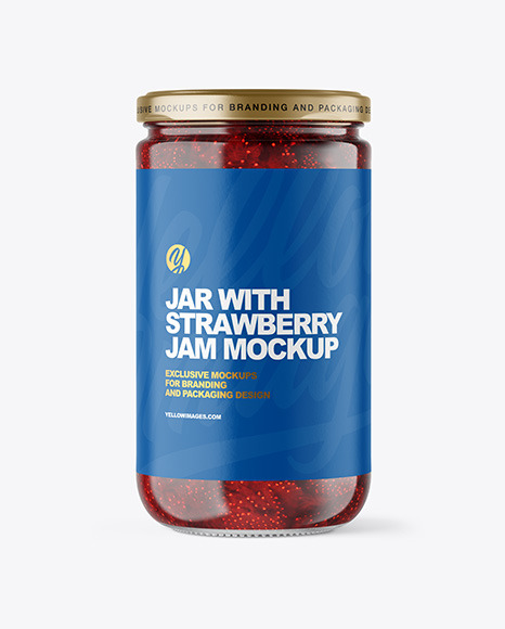 Clear Glass Jar with Strawberry Jam Mockup PSD #2