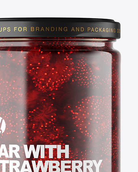 Clear Glass Jar with Strawberry Jam Mockup PSD #4