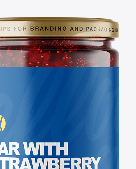 Clear Glass Jar with Strawberry Jam Mockup PSD #5