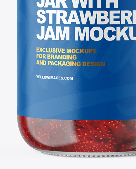 Clear Glass Jar with Strawberry Jam Mockup PSD #6