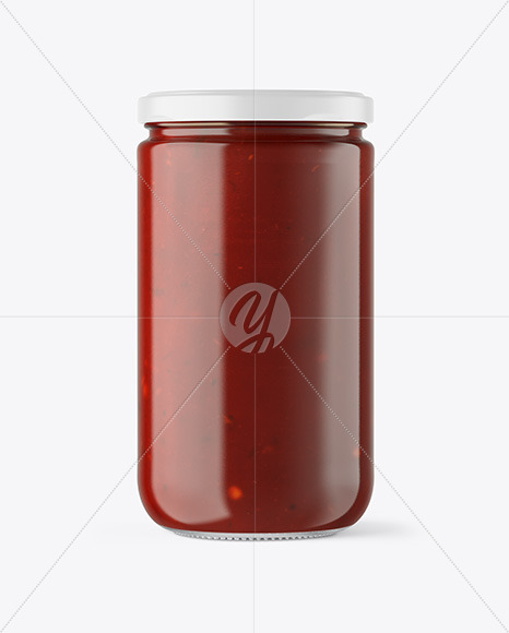 Clear Glass Jar with Red Sauce Mockup PSD #3