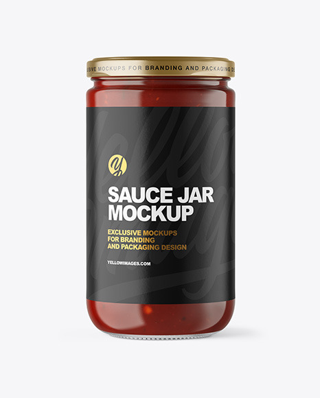 Clear Glass Jar with Red Sauce Mockup