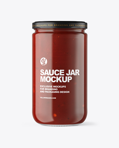 Clear Glass Jar with Red Sauce Mockup PSD #2