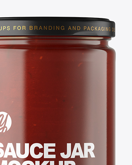 Clear Glass Jar with Red Sauce Mockup PSD #1