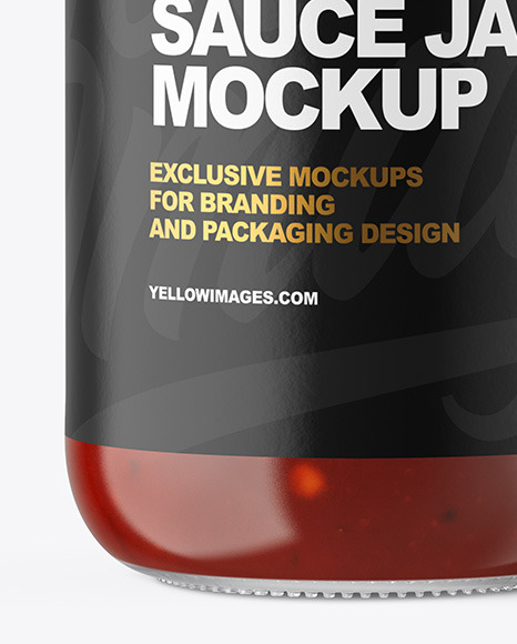 Clear Glass Jar with Red Sauce Mockup PSD #7