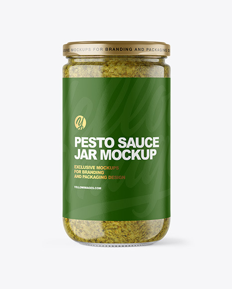 Clear Glass Jar with Pesto Sauce Mockup
