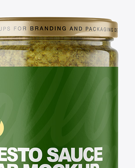 Clear Glass Jar with Pesto Sauce Mockup PSD #6