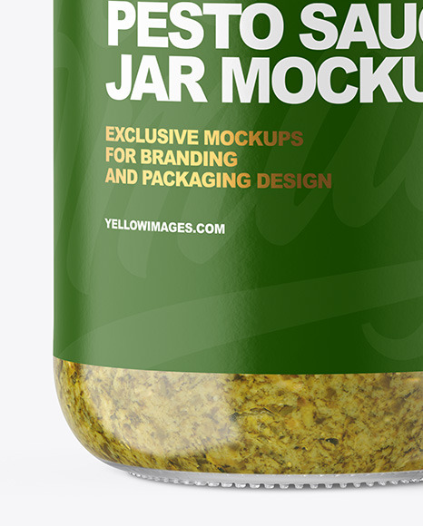 Clear Glass Jar with Pesto Sauce Mockup PSD #7