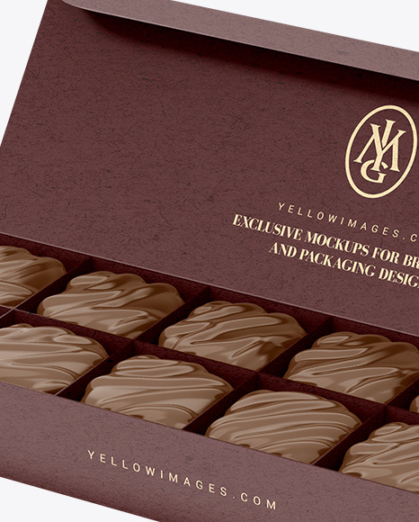 Kraft Paper Box of Chocolate Sweets Mockup PSD #1