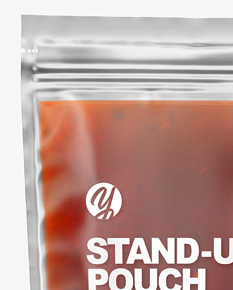 Frosted Plastic Pouch w  Red Sauce Mockup PSD #6