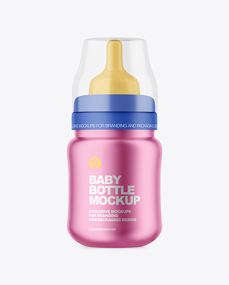 Matte Metallic Baby Bottle Mockup