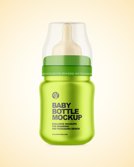 Matte Metallic Baby Bottle Mockup PSD #1