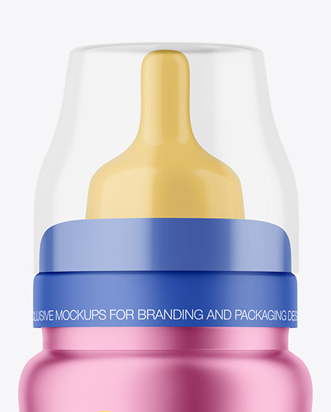 Matte Metallic Baby Bottle Mockup PSD #6