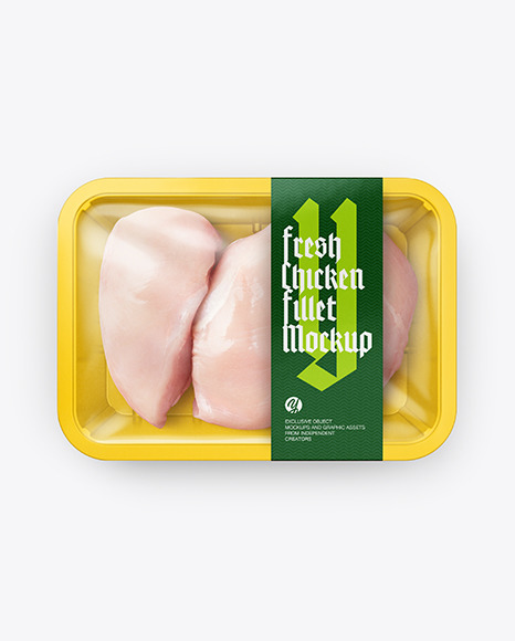 Plastic Tray With Chiken Fillet Mockup PSD #2