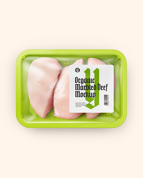 Plastic Tray With Chiken Fillet Mockup PSD #1