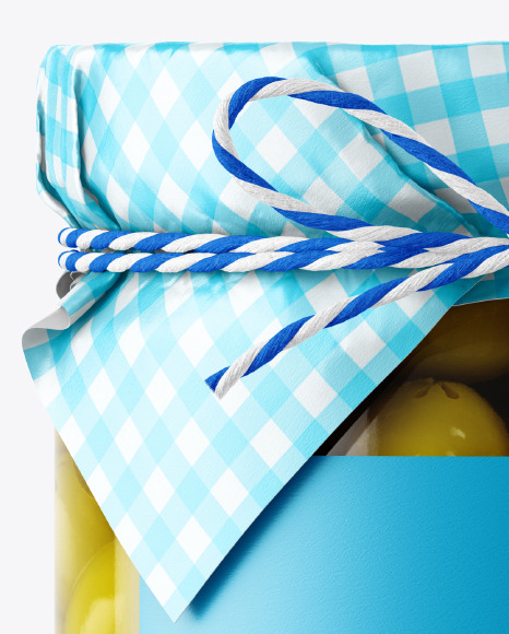 Glass Green Olives Jar with Paper Cap Mockup PSD #7