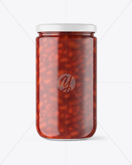 Clear Glass Jar with Beans Mockup PSD #3