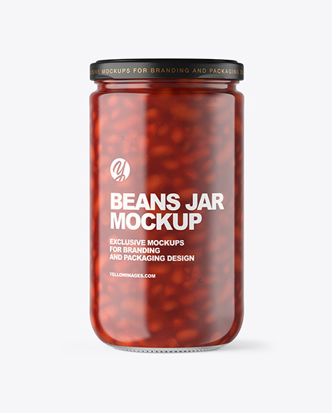 Clear Glass Jar with Beans Mockup PSD #2