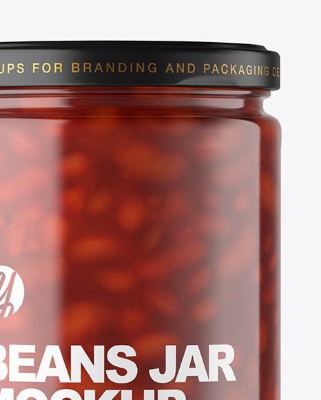 Clear Glass Jar with Beans Mockup PSD #1