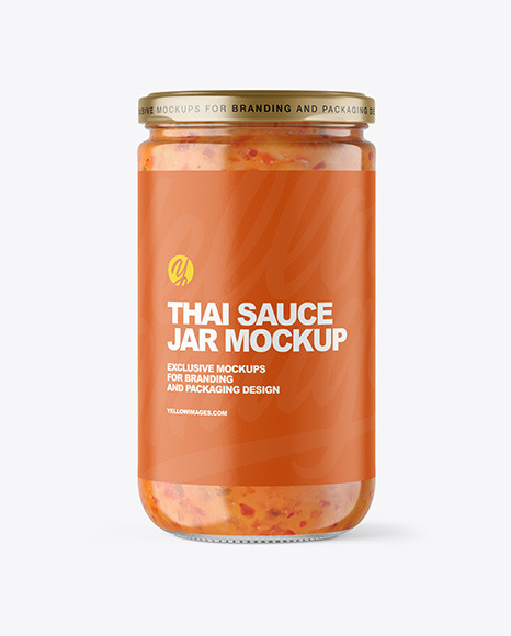 Clear Glass Jar with Sweet Chili Thai Sauce Mockup