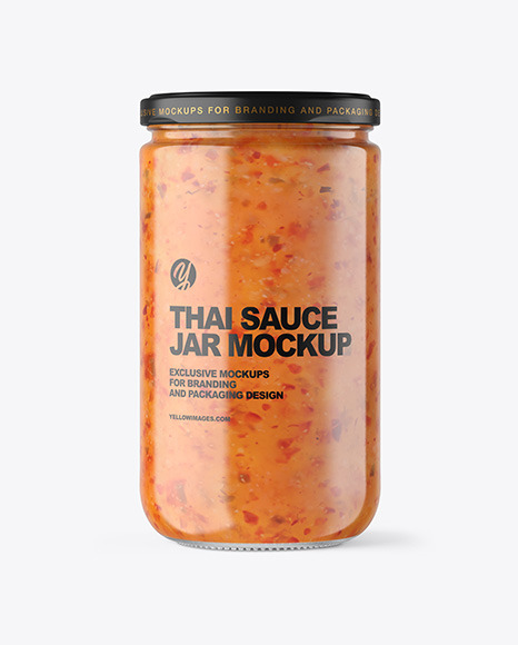 Clear Glass Jar with Sweet Chili Thai Sauce Mockup PSD #2