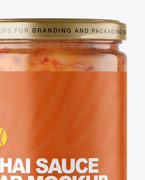 Clear Glass Jar with Sweet Chili Thai Sauce Mockup PSD #6
