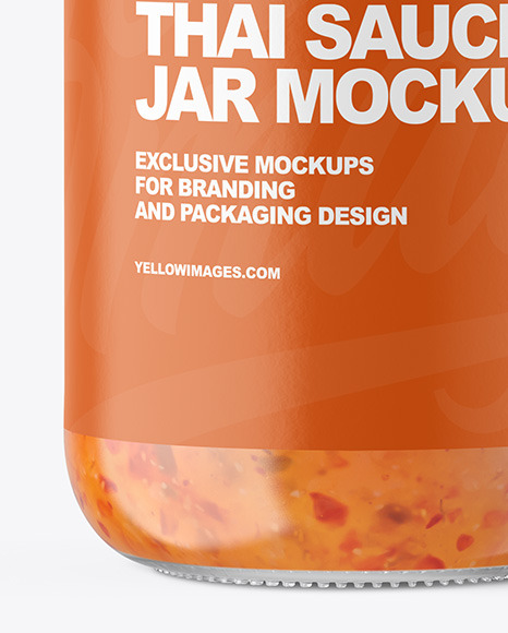 Clear Glass Jar with Sweet Chili Thai Sauce Mockup PSD #7