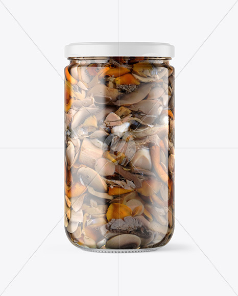 Clear Glass Jar with Marinated Mixed Mushrooms Mockup PSD #3