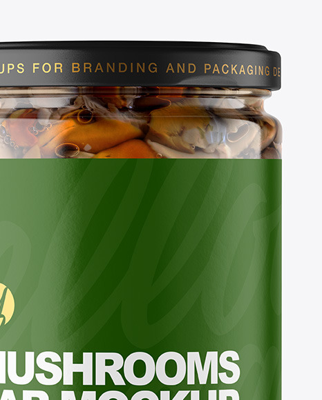Clear Glass Jar with Marinated Mixed Mushrooms Mockup PSD #1