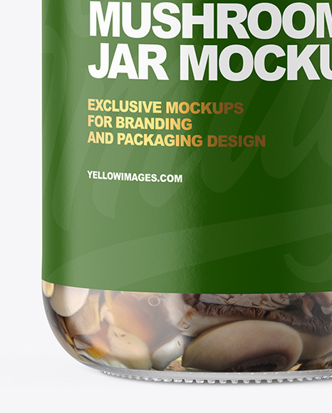 Clear Glass Jar with Marinated Mixed Mushrooms Mockup PSD #6