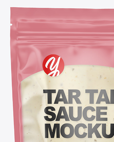 Clear Plastic Pouch w  Tar Tar Sauce Mockup PSD #1