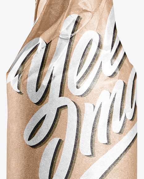 Beer Bottle in Kraft Paper Wrap PSD #1