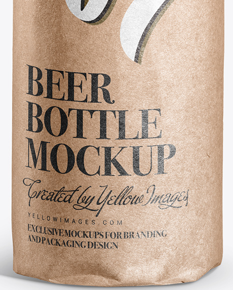 Beer Bottle in Kraft Paper Wrap PSD #6