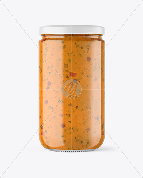 Clear Glass Jar with Chipotle Sauce Mockup PSD #3