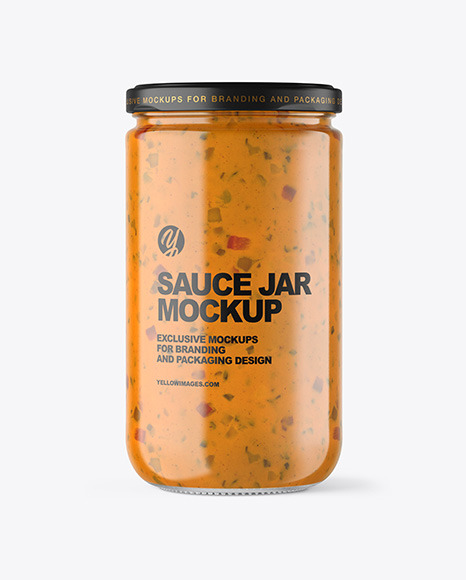Clear Glass Jar with Chipotle Sauce Mockup PSD #2