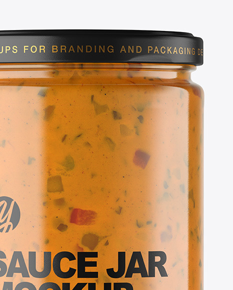 Clear Glass Jar with Chipotle Sauce Mockup PSD #1