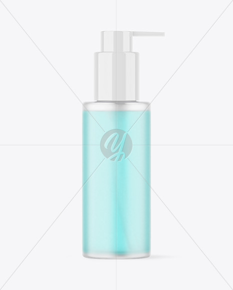 Frosted Cosmetic Bottle with Pump Mockup PSD #3