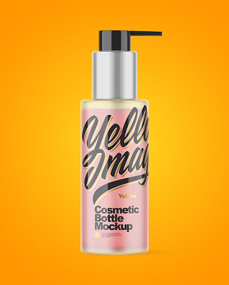 Frosted Cosmetic Bottle with Pump Mockup PSD #2