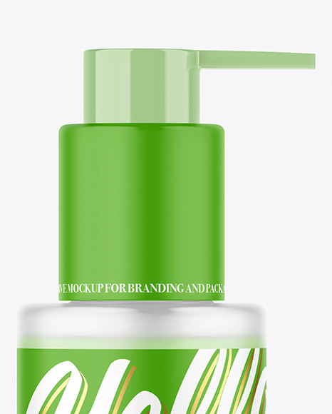 Frosted Cosmetic Bottle with Pump Mockup PSD #1