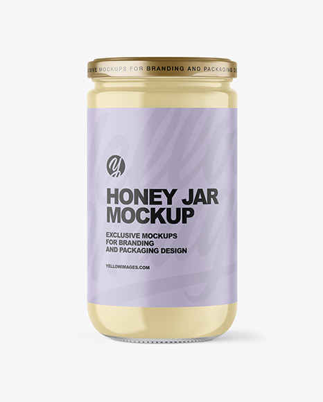 Clear Glass Jar with Creamed Honey Mockup